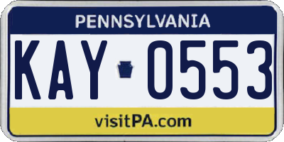 PA license plate KAY0553