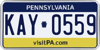 PA license plate KAY0559