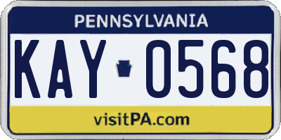 PA license plate KAY0568