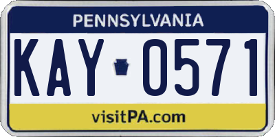 PA license plate KAY0571