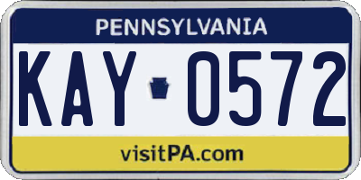 PA license plate KAY0572