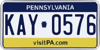 PA license plate KAY0576