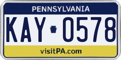 PA license plate KAY0578