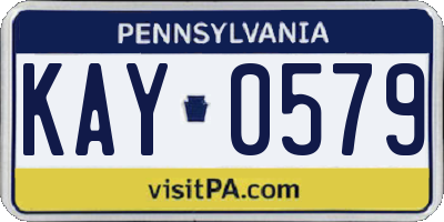 PA license plate KAY0579