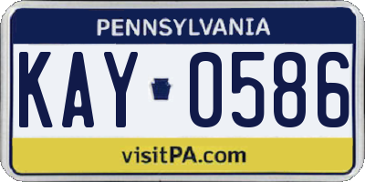PA license plate KAY0586