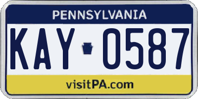 PA license plate KAY0587