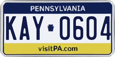 PA license plate KAY0604