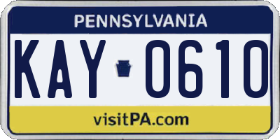 PA license plate KAY0610