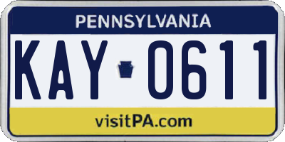 PA license plate KAY0611