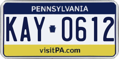PA license plate KAY0612