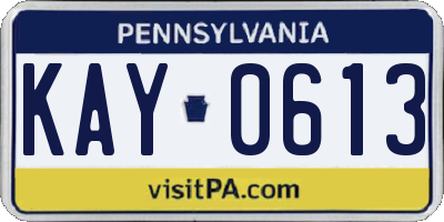 PA license plate KAY0613