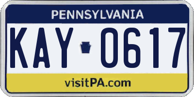 PA license plate KAY0617