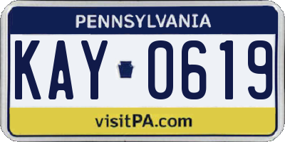 PA license plate KAY0619