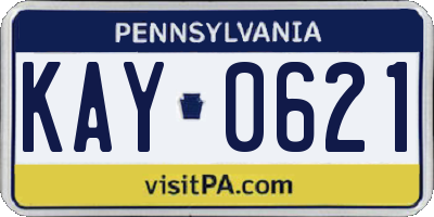 PA license plate KAY0621