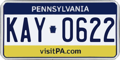PA license plate KAY0622