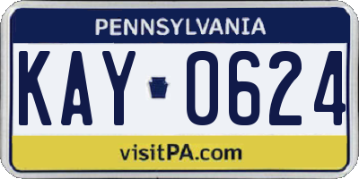PA license plate KAY0624