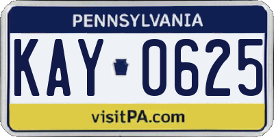 PA license plate KAY0625