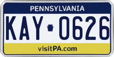 PA license plate KAY0626