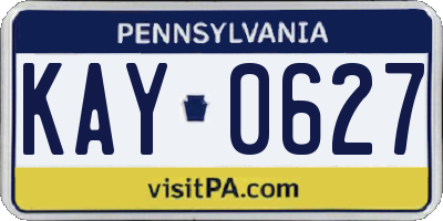 PA license plate KAY0627