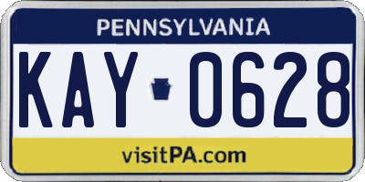 PA license plate KAY0628