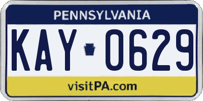 PA license plate KAY0629
