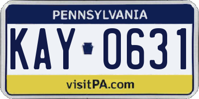 PA license plate KAY0631