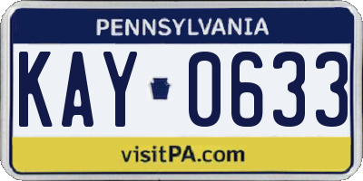 PA license plate KAY0633