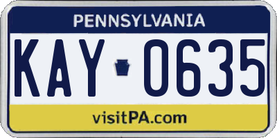 PA license plate KAY0635