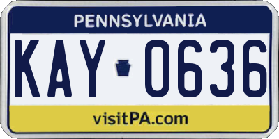 PA license plate KAY0636