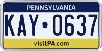 PA license plate KAY0637