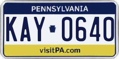 PA license plate KAY0640