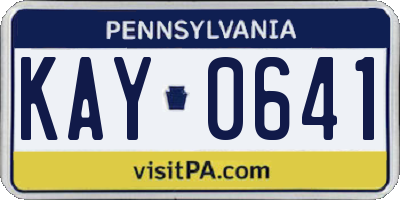 PA license plate KAY0641