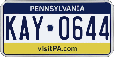PA license plate KAY0644