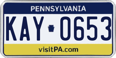 PA license plate KAY0653