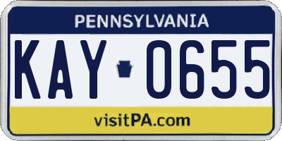 PA license plate KAY0655