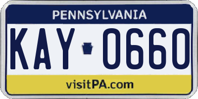 PA license plate KAY0660