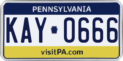 PA license plate KAY0666