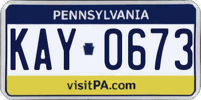 PA license plate KAY0673