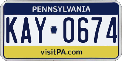PA license plate KAY0674