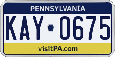 PA license plate KAY0675