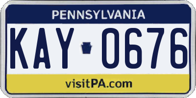 PA license plate KAY0676