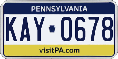 PA license plate KAY0678
