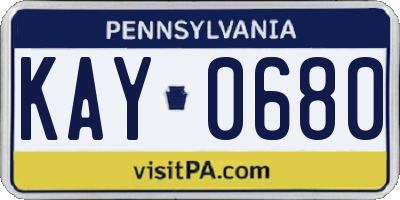 PA license plate KAY0680