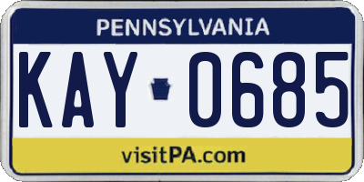 PA license plate KAY0685