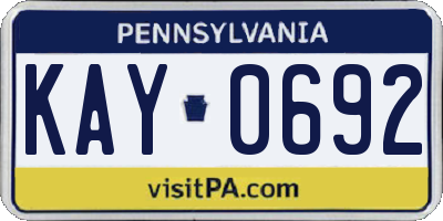 PA license plate KAY0692