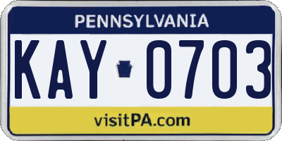 PA license plate KAY0703