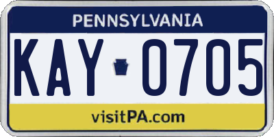 PA license plate KAY0705