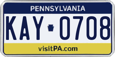 PA license plate KAY0708