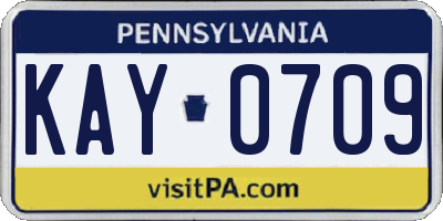 PA license plate KAY0709