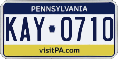 PA license plate KAY0710